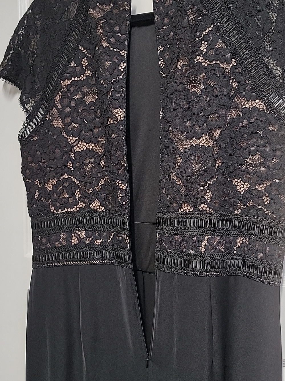 TADASHI SHOJI NWT LACE & CREPE A-LINE GOWN BLACK/NUDE SZ 16 $358 Retail - Picture 14 of 16